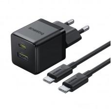 МЗП Baseus Palm Fast Charger 30W (1USB-A/1C) + кабель Type-C to Type-C (P1011160A) Cluster Black
