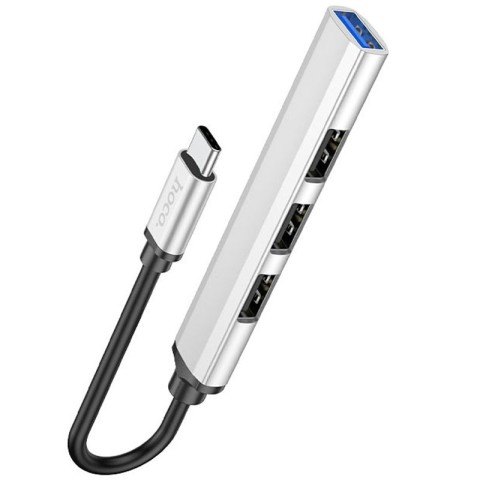 Перехідник Hoco HB26 4in1 (Type-C to USB3.0+USB2.0*3) Silver