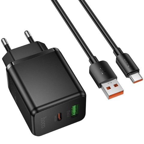 МЗП Hoco C157A Smart PD30W+QC3.0 (1USB-A/1C) + кабель USB to Type-C Black