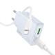 МЗП Hoco C142A Direct PD20W+QC3.0 (1USB-A/1C) + кабель Type-C to Lightning Blue