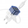 МЗП Hoco C125A Transparent 1C PD20W + Type-C to Type-C Transparent blue