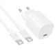 МЗП Borofone BA103A Pudding PD20W (1USB-C) + кабель Type-C to Type-C White