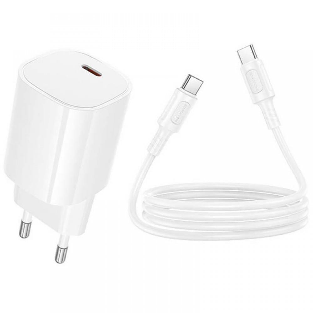 МЗП Borofone BA103A Pudding PD20W (1USB-C) + кабель Type-C to Type-C White