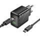 МЗП Hoco CS25A Rico PD20W+QC3.0 (1USB-A/1C) + кабель Type-C to Type-C Black