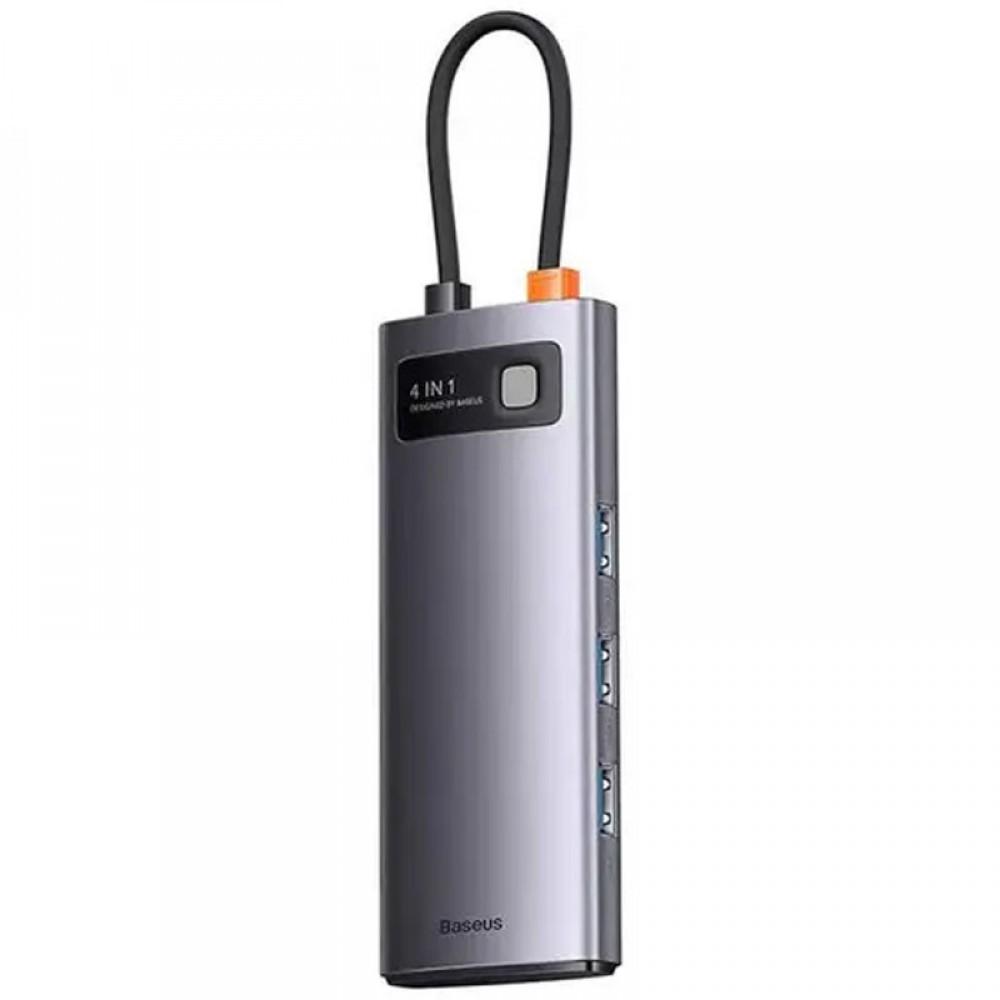 Перехідник HUB Baseus Metal Gleam Series 4-in-1 4xUSB3.0 (WKWG070013) Gray