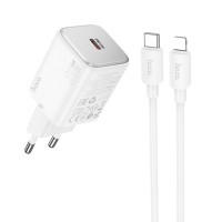 МЗП Hoco N40 Mighty PD20W (1USB-C) + кабель Type-C to Lightning White