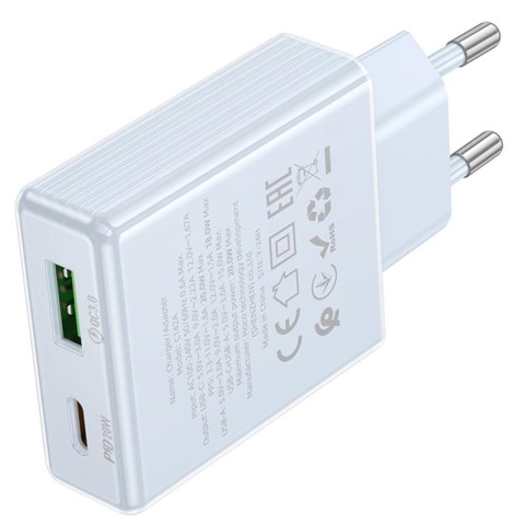 МЗП Hoco C142A Direct PD20W+QC3.0 (1USB-A/1C) Blue