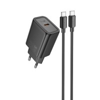 МЗП Hoco N60 Gentle PD20W (1USB-C) + кабель Type-C to Type-C Black