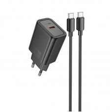 МЗП Hoco N60 Gentle PD20W (1USB-C) + кабель Type-C to Type-C Black