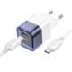 МЗП Hoco C125A Transparent PD20W (1USB-C) + кабель Type-C to Type-C Transparent blue