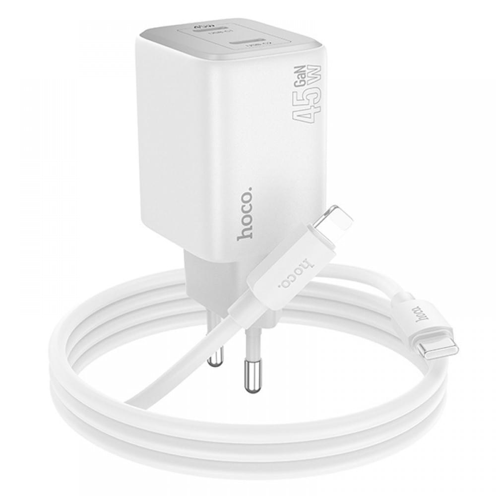МЗП Hoco N42 Elogiado PD45W (2USB-C) + кабель Type-C to Lightning White
