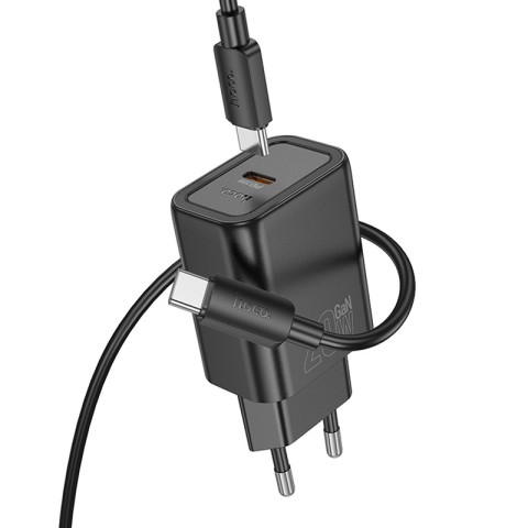 МЗП Hoco N60 Gentle PD20W (1USB-C) + кабель Type-C to Type-C Black