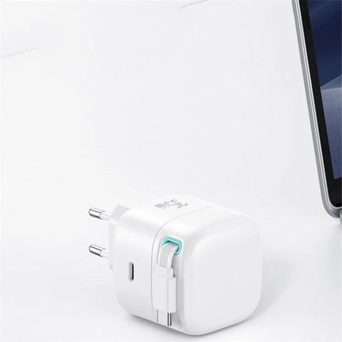 МЗП Usams US-CC202 GaN With Type-C Magnetic Retractable Cable Module XMF Ser. 35W (2USB-C) White