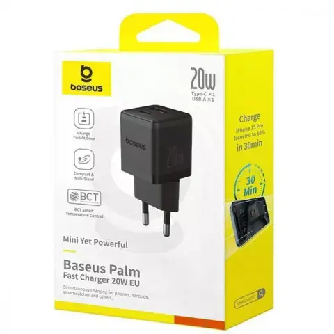 МЗП Baseus Palm Fast Charger 20W (1USB-A/1C) (P10111608) Cluster Black