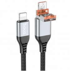 Дата кабель Hoco U128 Viking 2in1 USB/Type-C to Lightning (1m) Black