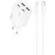 МЗП Hoco N55 Fundador PD20W four-port (2USB-A/2C) + Type-C to Lightning White