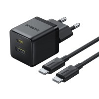 МЗП Baseus Palm Fast Charger 30W (1USB-A/1C) + кабель Type-C to Type-C (P1011160A) Cluster Black