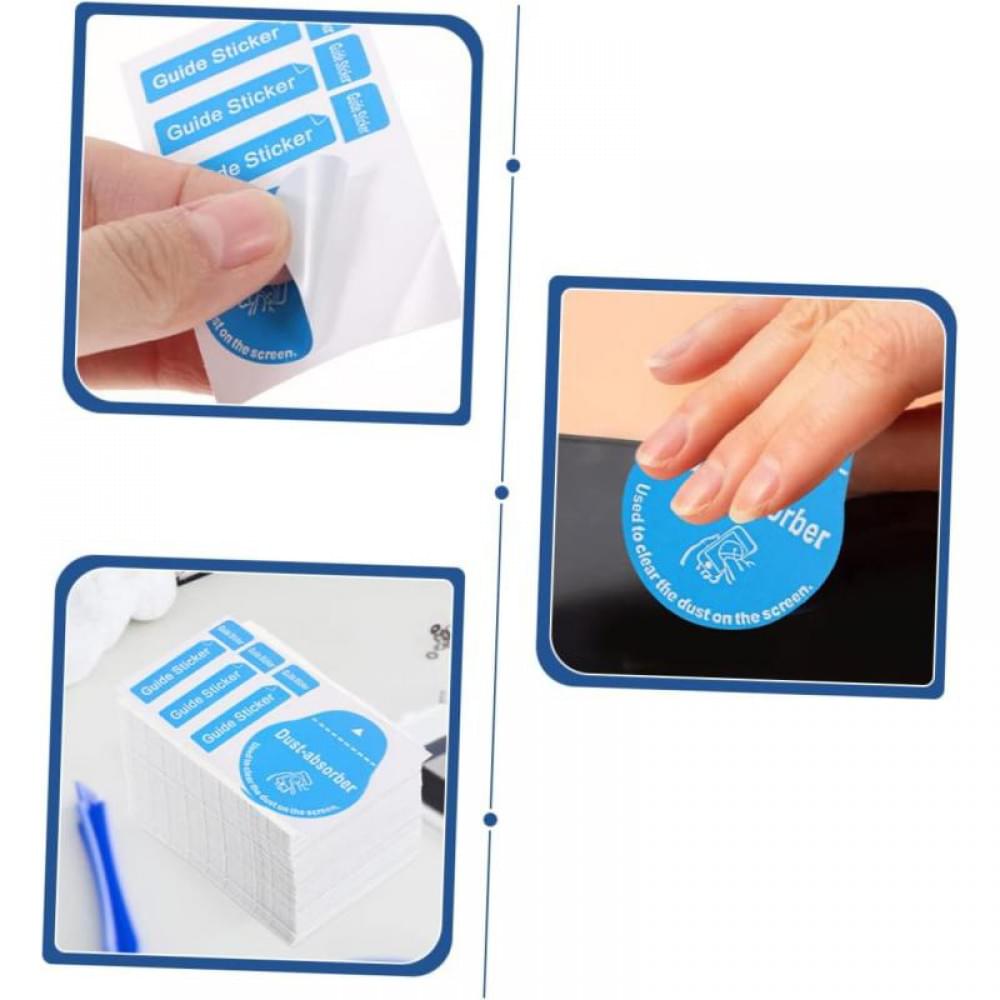 Стикеры (3+1) для поклейки захисного скло (упаковка 200 шт.) Синій