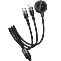 Дата кабель Hoco CW64 3in1 Type-C to iWatch/Lightning/Type-C 15W (1.2m) Black
