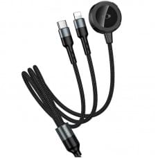 Дата кабель Hoco CW64 3in1 Type-C to iWatch/Lightning/Type-C 15W (1.2m) Black Дата кабель Hoco CW64 3in1 Type-C to iWatch/Lightning/Type-C 15W (1.2m) Black