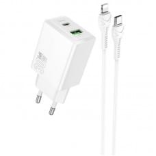 МЗП Hoco N71 Nuevo PD30W+QC3.0 (1USB-A/1C) + кабель Type-C to Lightning White
