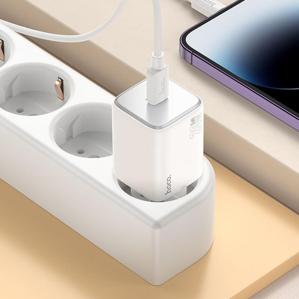 МЗП Hoco N40 Mighty PD20W (1USB-C) + кабель Type-C to Lightning White
