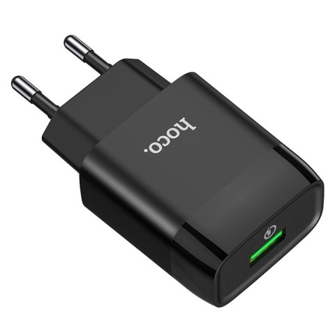 МЗП Hoco C72Q Glorious QC3.0 18W (1USB-A) + кабель USB to MicroUSB Чорний