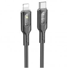 Дата кабель Hoco U120 Transparent explore intelligent power-off PD 27W Type-C to Lightning (1.2m)