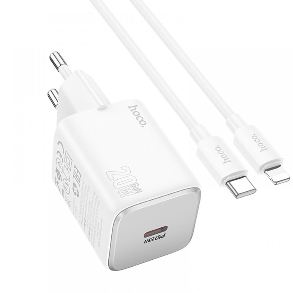 МЗП Hoco N40 Mighty PD20W (1USB-C) + кабель Type-C to Lightning White