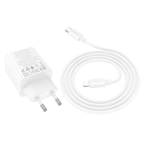 МЗП Hoco N55 Fundador PD20W four-port (2USB-A/2C) + кабель Type-C to Lightning White