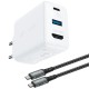 МЗП Acefast A17 PD65W GaN (1USB-A/1C/1HDMI) + кабель Type-C to Type-C White