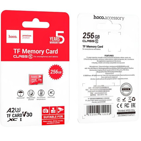 Карта пам'яті Hoco microSDHC Class 10 - 256GB (без адаптера) Red