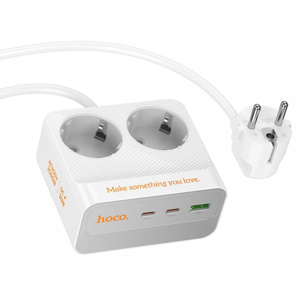 Подовжувач Hoco AC27 Descanso (PD30W/2C/1A/2xSocket) (2m) White