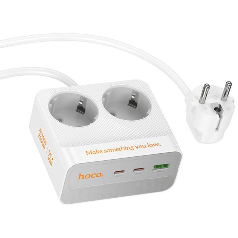 Подовжувач Hoco AC27 Descanso (PD30W/2C/1A/2xSocket) (2m) White