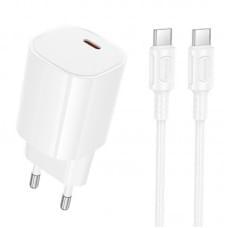 МЗП Borofone BA103A Pudding PD20W (1USB-C) + кабель Type-C to Type-C White