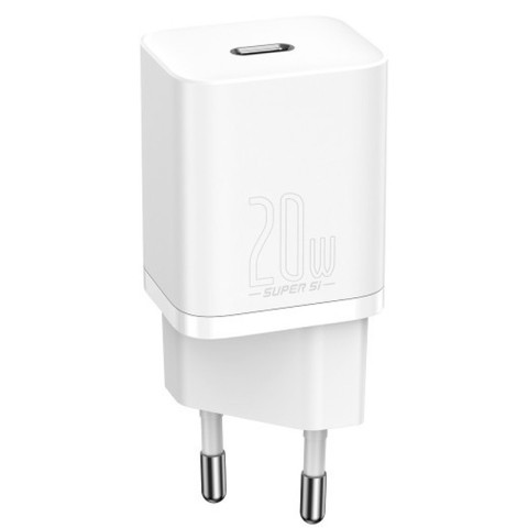 МЗП Baseus Super Si Quick Charger 20W (1USB-C) + кабель Type-C to Lightning (TZCCSUP-B) Білий