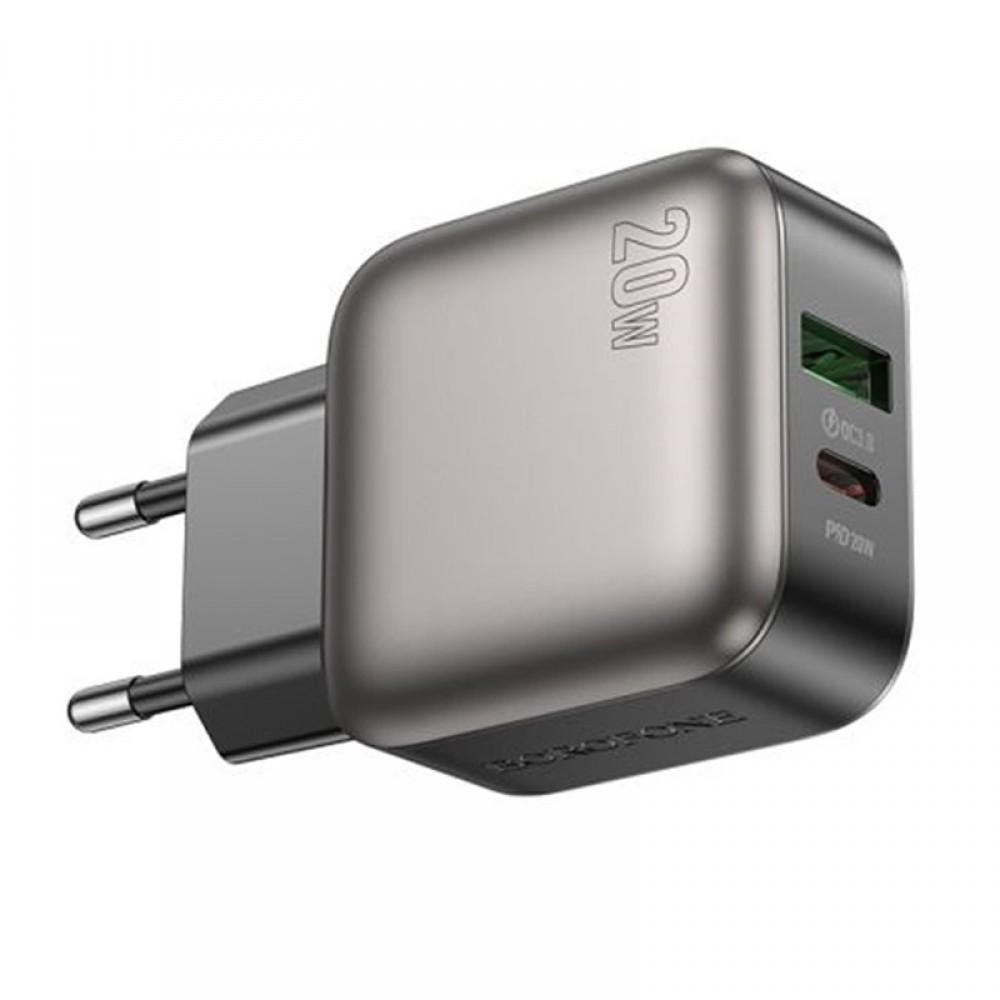 МЗП Borofone BAS54A Absolute PD20W+QC3.0 (1USB-A/1C) + кабель Type-C to Lightning Black