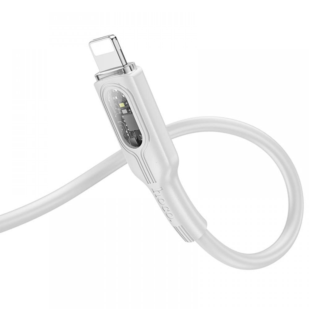 Дата кабель Hoco U120 Transparent explore intelligent power-off PD 27W Type-C to Lightning (1.2m)