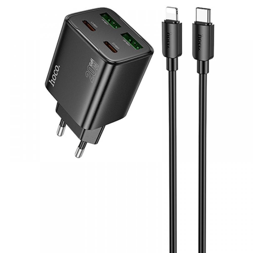 МЗП Hoco N55 Fundador PD20W four-port (2USB-A/2C) + Type-C to Lightning Black