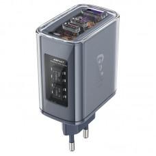 МЗП Acefast A45 Exploration series PD65W GaN (2*USB-C+USB-A) Mica gray