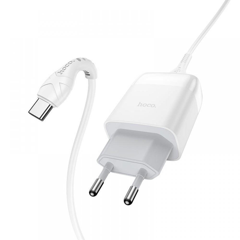 МЗП Hoco C72Q Glorious QC3.0 18W (1USB-A) + кабель USB to Type-C Білий