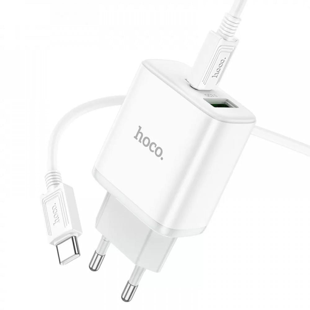 МЗП Hoco C105A Stage PD20W+QC3.0 (1USB-A/1C) + кабель Type-C to Type-C White