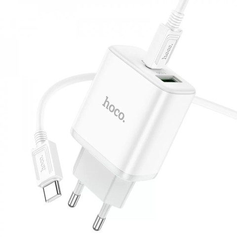 МЗП Hoco C105A Stage PD20W+QC3.0 (1USB-A/1C) + кабель Type-C to Type-C White