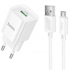 МЗП Hoco C145A Charm QC3.0 18W (1USB-A) + кабель USB to MicroUSB