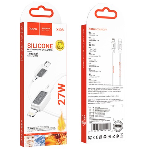 Дата кабель Hoco X108 Benefit 27W Type-C to Lightning (1m) White