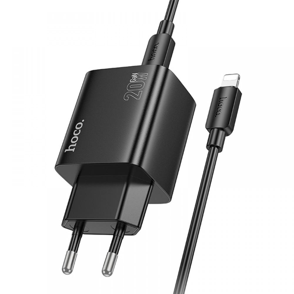МЗП Hoco N55 Fundador PD20W four-port (2USB-A/2C) + кабель Type-C to Lightning Black
