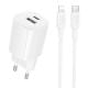 МЗП Borofone BA104A Pudding PD20W+QC3.0 (1USB-A/1C) + кабель Type-C to Lightning White