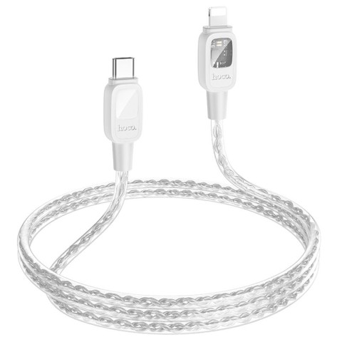 Дата кабель Hoco U124 Stone silicone power-off Type-C to Lightning (1.2m) Gray