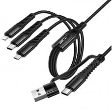 Дата кабель Hoco X123 Victory 3in1 Type-C to Lightning/Type-C/MicroUSB 3A (1m) Black Дата кабель Hoco X123 Victory 3in1 Type-C to Lightning/Type-C/MicroUSB 3A (1m) Black