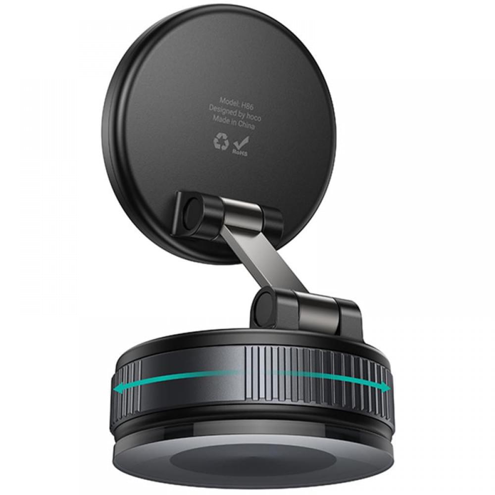 Автотримач Hoco H86 Dragon manual suction cup magnetic (universal) Black / Metal gray